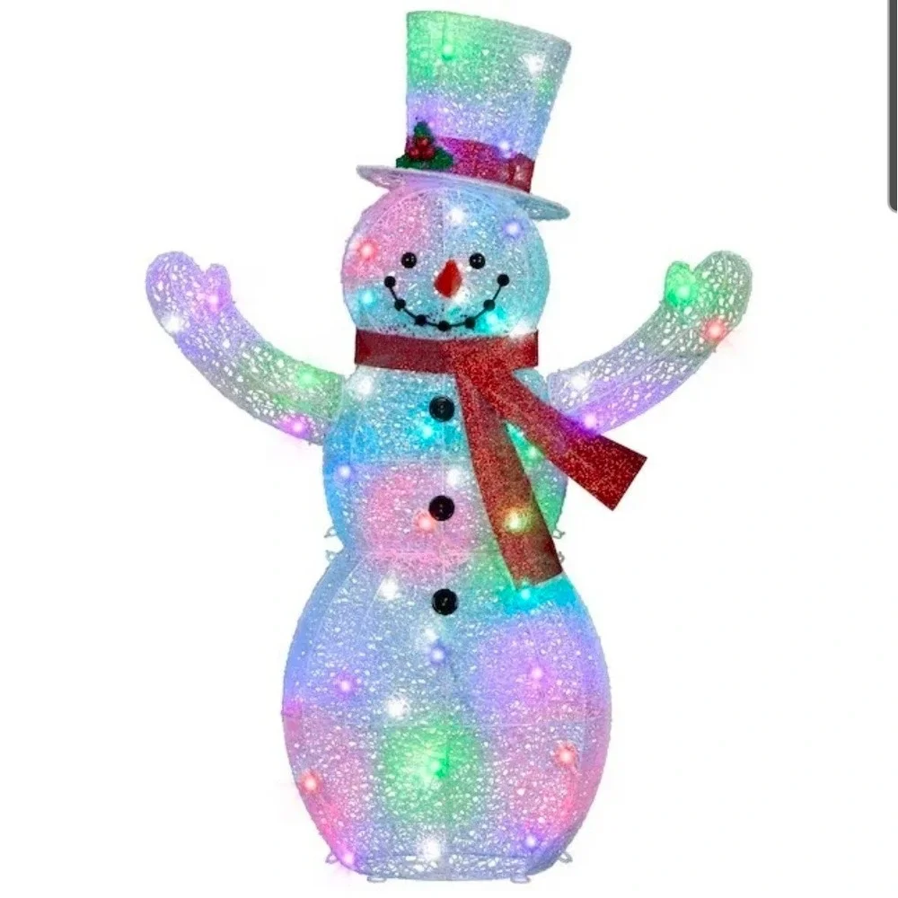 Orchestra of Lights Crystal Swirl Snowman 48 Inch LED Color Change Holiday Decor